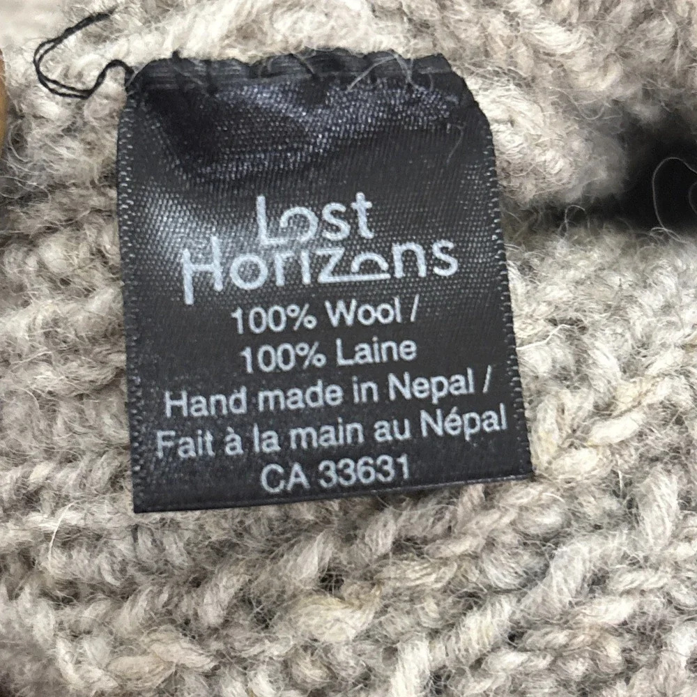 Lost Horizons 100% Wool Vest Gray Fair Isle Nepal Mens Large Outdoor